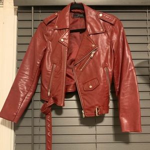 ZARA red leather jacket